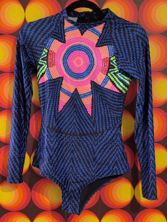 Mara Hoffman Other - Mara Hoffman Blue Geometric Long-Sleeve One-Piece with Neon Starburst